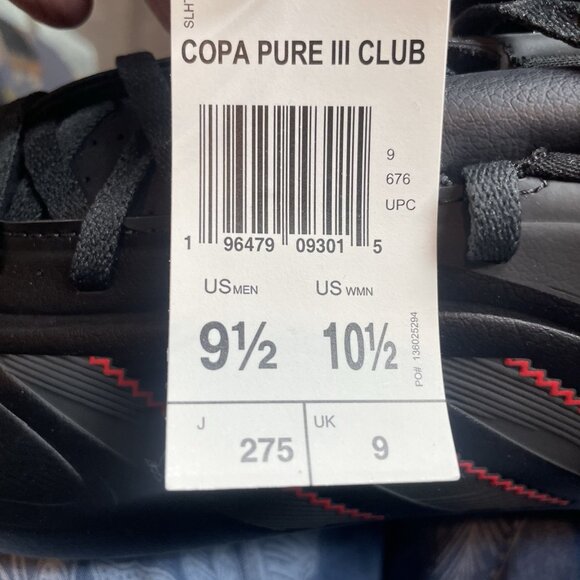 Adidas Copa Pure 3 Club FG/MG Soccer Cleats Mens 9.5 Black Red Futbol IE1176 New main image 4